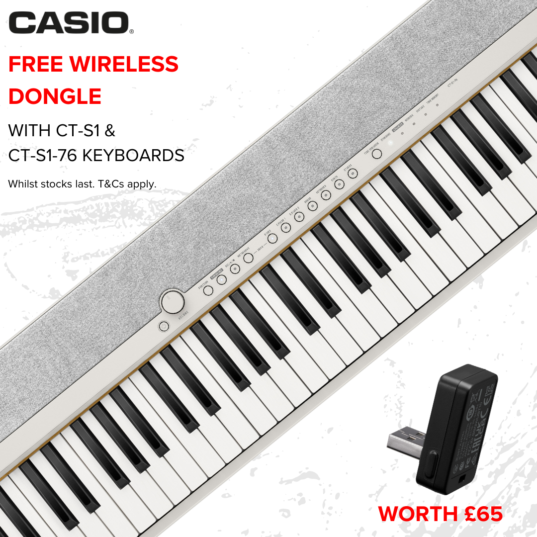 Casio CT S1 Digital Piano White Value Package with FREE WU BT10 Bluetooth Adaptor