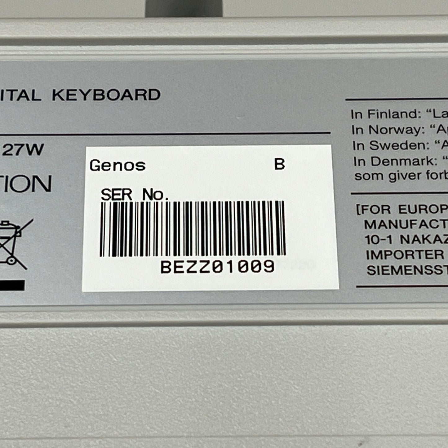 Second Hand Yamaha Genos 1 Arranger Workstation Keyboard: Serial No: BEZZ01009