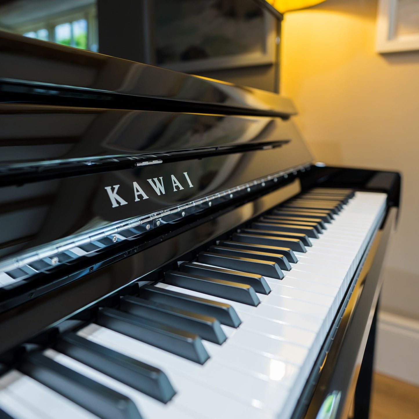 Kawai K300 AURES 2 Hybrid Upright Piano; Polished Ebony & Silver Fittings