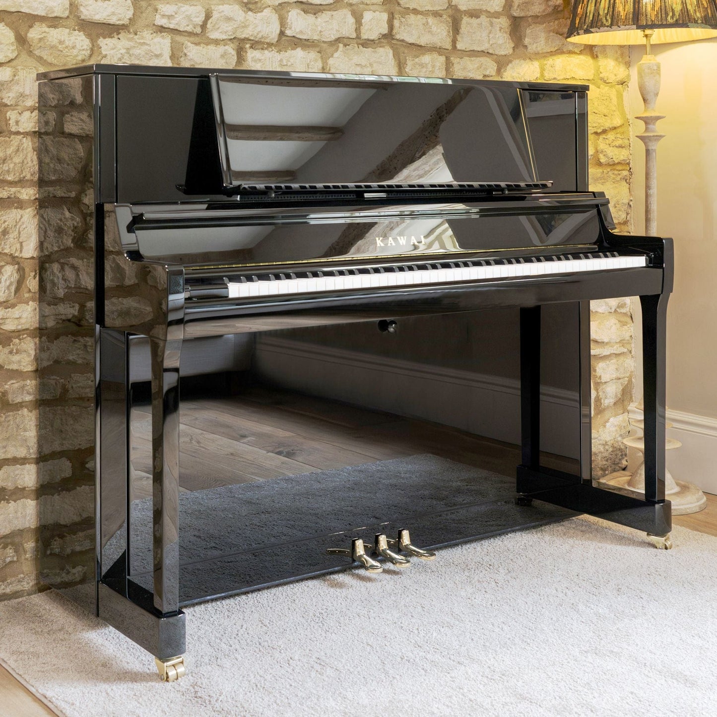 Kawai K400 Upright Piano; Polished Ebony