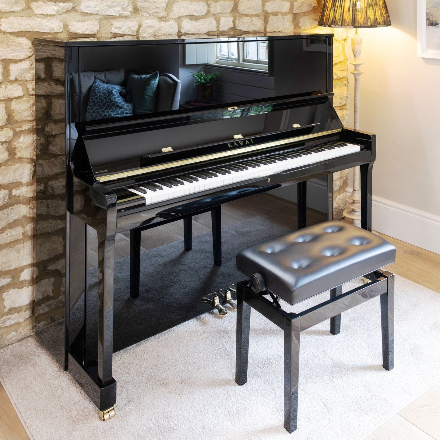 Kawai K600-AS Upright Piano; Polished Ebony