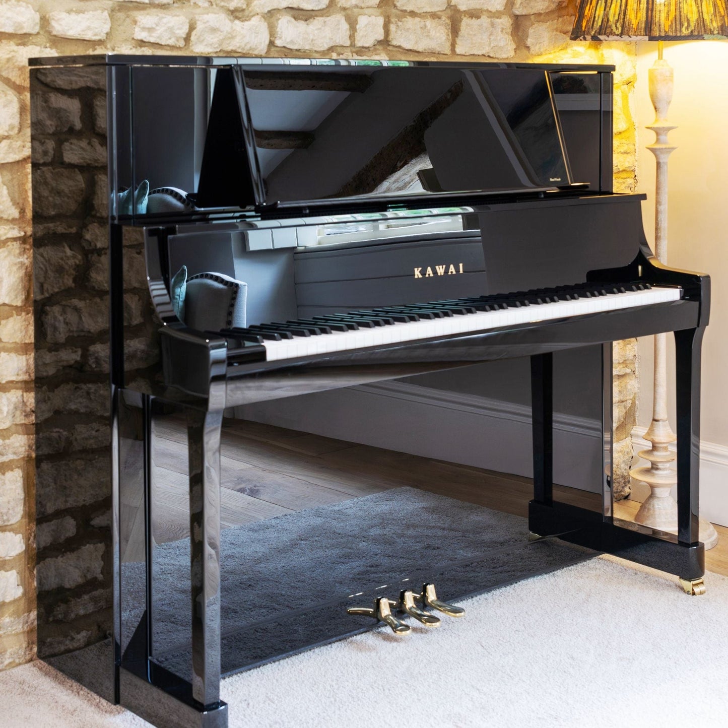 Kawai K700 Upright Piano; Polished Ebony