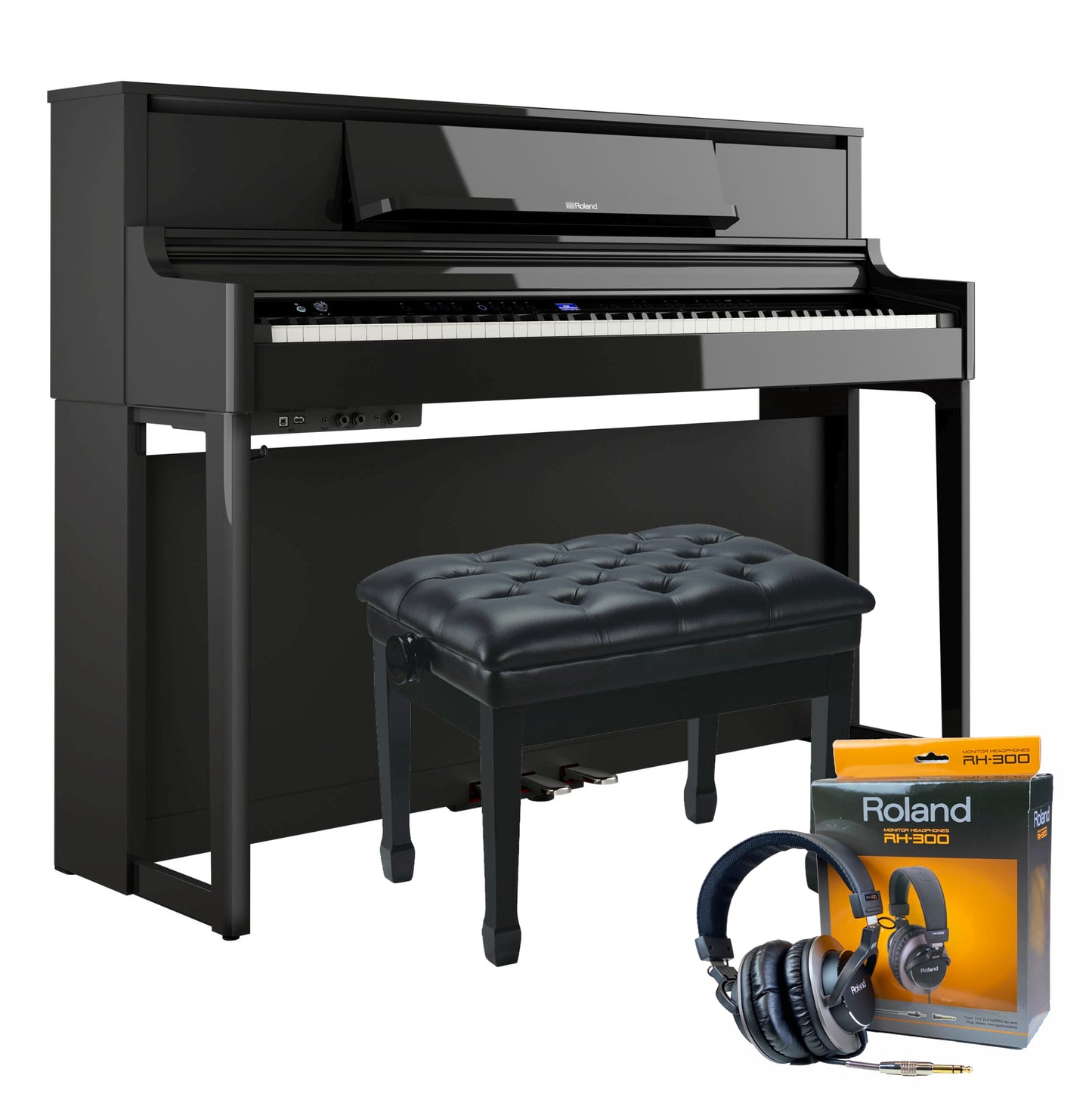 Roland LX5 Digital Piano Concert Package; Polished Ebony