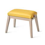 HIDRAU Premium Rise & Fall Piano Stool; Mustard Vinyl And Matching Wood Veneer Legs