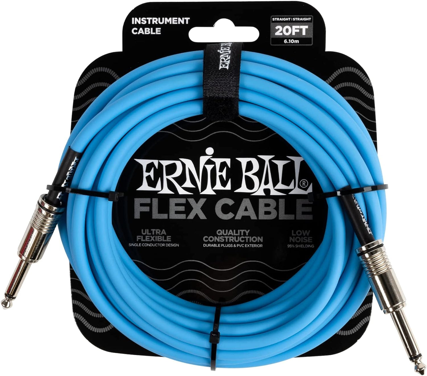 Ernie Ball Flex Instrument Cable; 20ft Blue