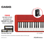 Casio CT-S1 Portable Piano Keyboard; Red with FREE WU-BT10 Bluetooth Adaptor