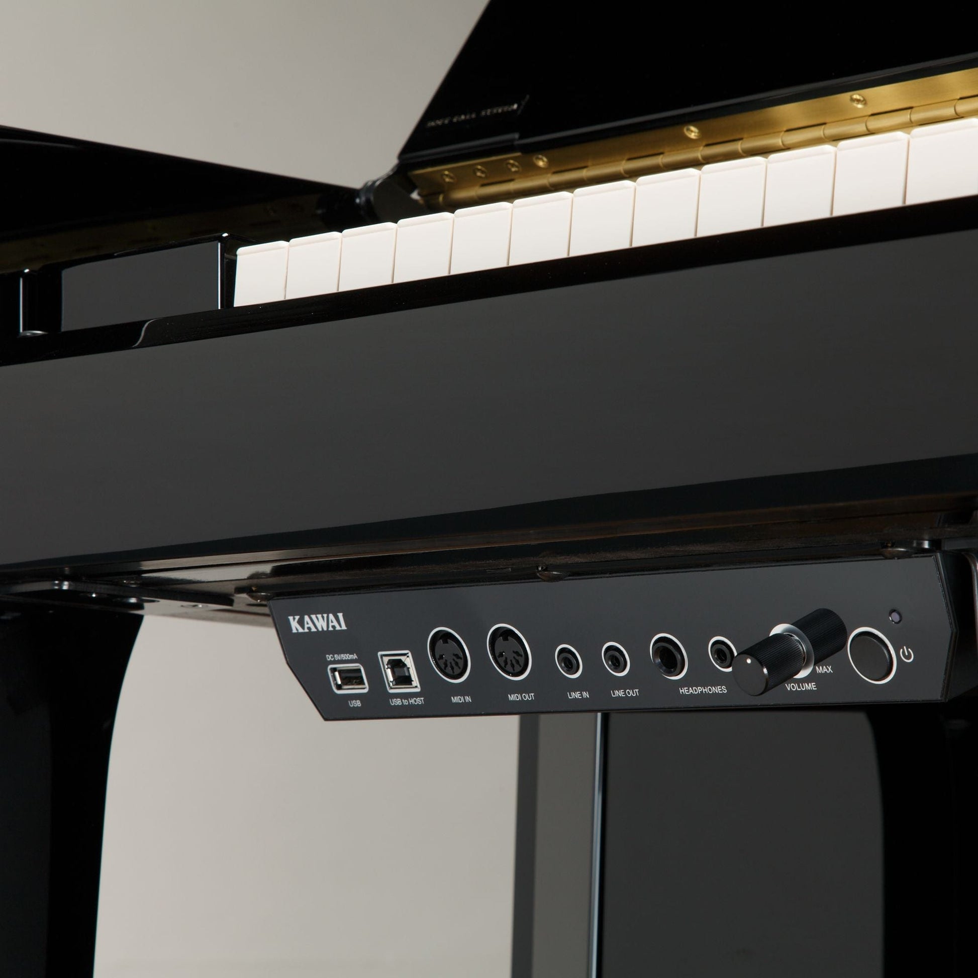 Kawai K300 AURES 2 Hybrid Upright Piano; Polished Ebony & Silver