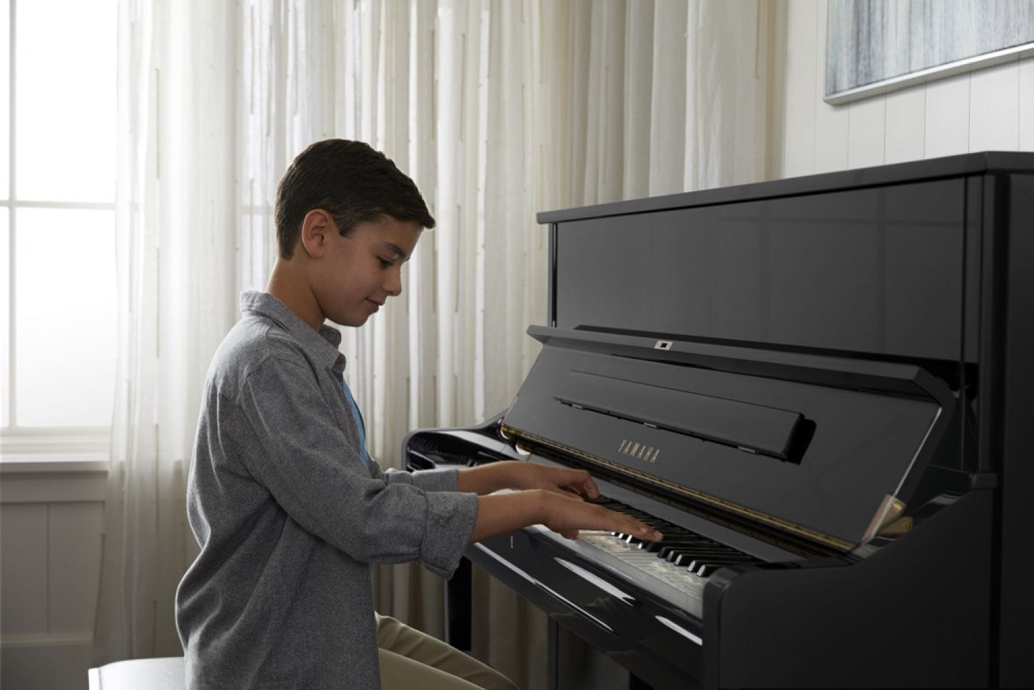 Yamaha B2 Upright Piano; Polished Ebony