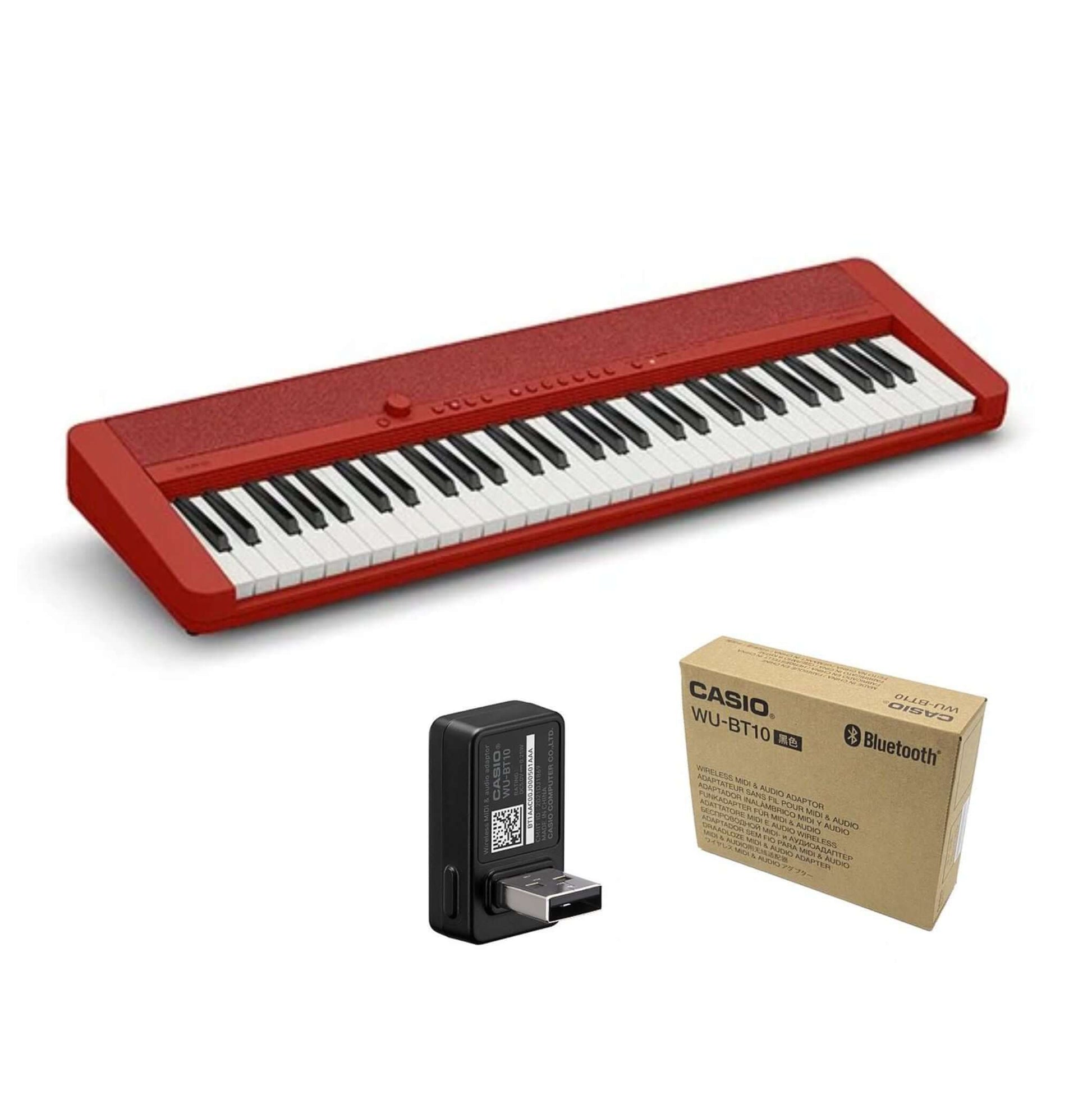 Casio CT-S1 Red Piano Bundle with WU-BT10 Bluetooth Adaptor