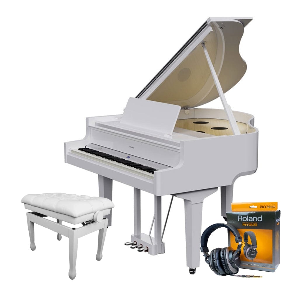 Roland GP9 Digital Grand Piano; Polished White Concert Package