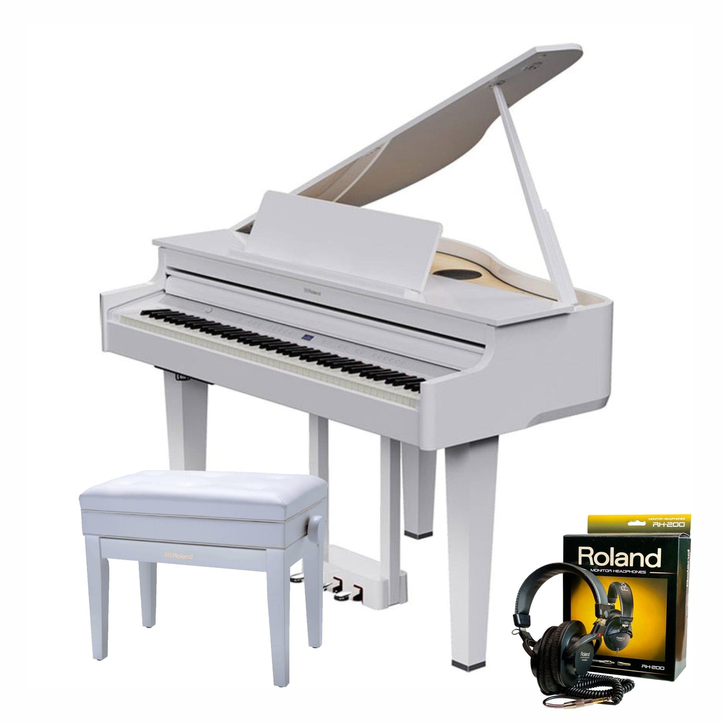 Roland GP6 Digital Grand Piano; Polished White Branded Package