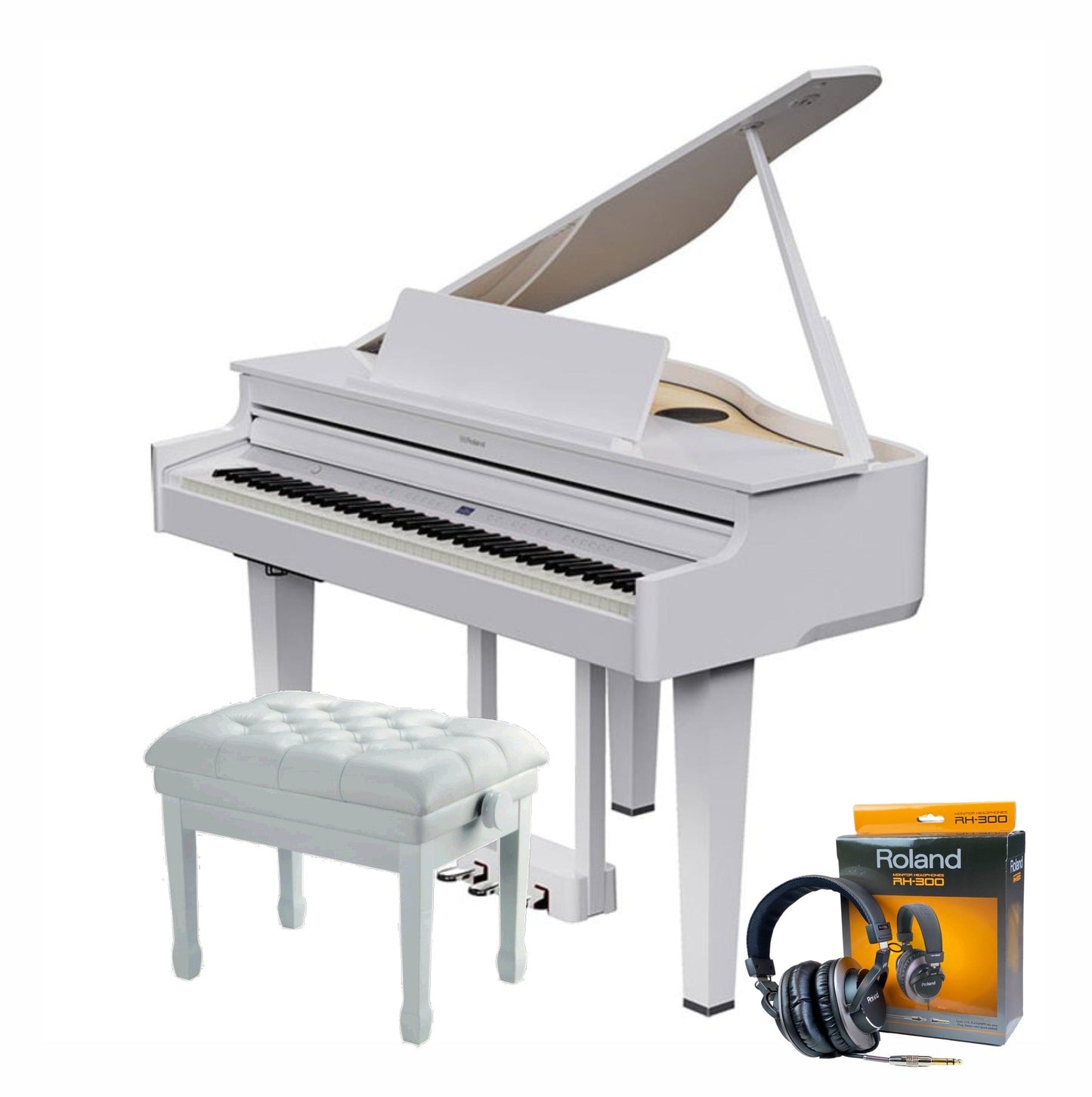 Roland GP6 Digital Grand Piano; Polished White Concert Package