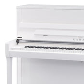 Kawai K200 Upright Piano; Snow White Polished & Silver Fittings