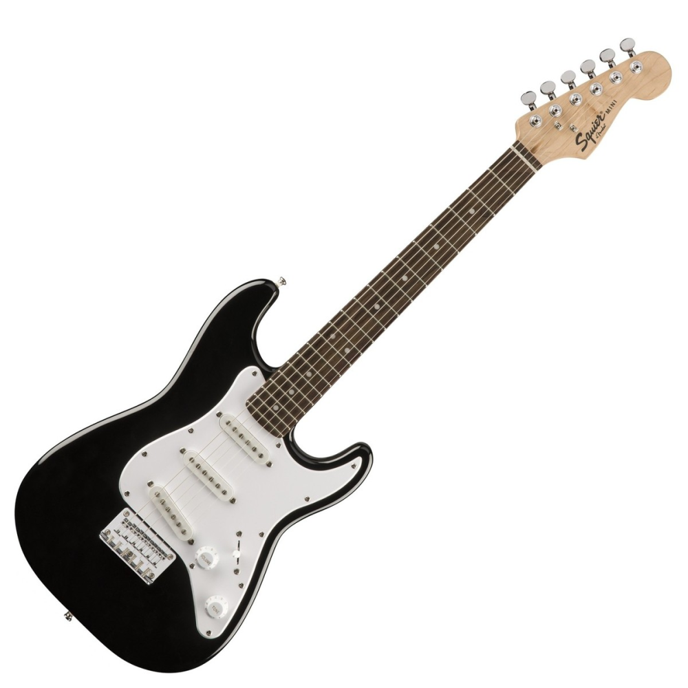 Squier Mini Strat Laurel Black Guitar Bonners Music