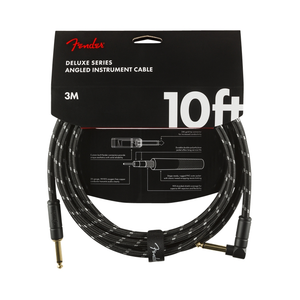 Fender Deluxe Series 10Ft Guitar Angle Straight Cable Black Tweed