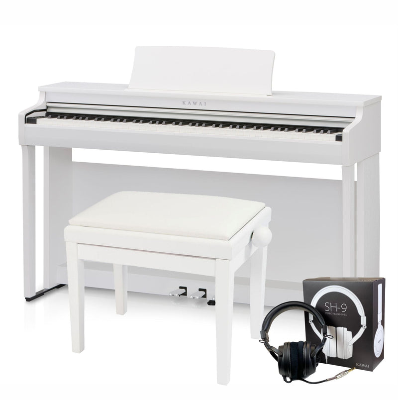 Kawai CN201 Digital Piano; White with Piano Stool & Kawai SH9