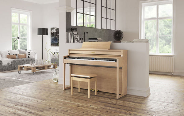 Light oak store piano