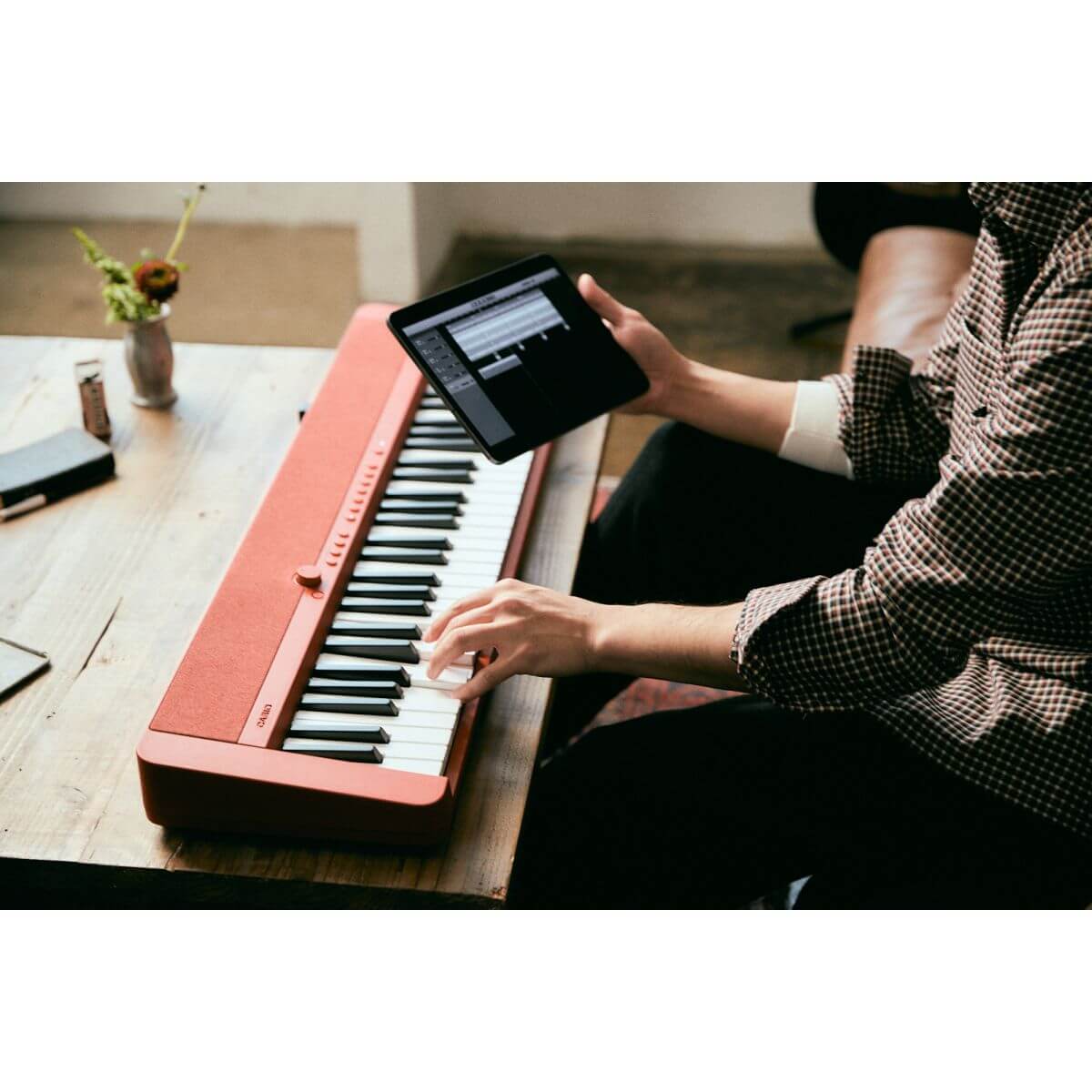 Casio CT-S1 Red Piano Bundle with WU-BT10 Bluetooth Adaptor