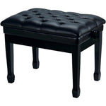 Nocturne Concert Adjustable Faux Leather Button Top Piano Stool; Polished Black